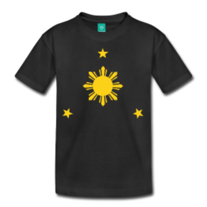 Filipino Sun & Stars Kids Tee Shirt in Black by AiReal Apparel